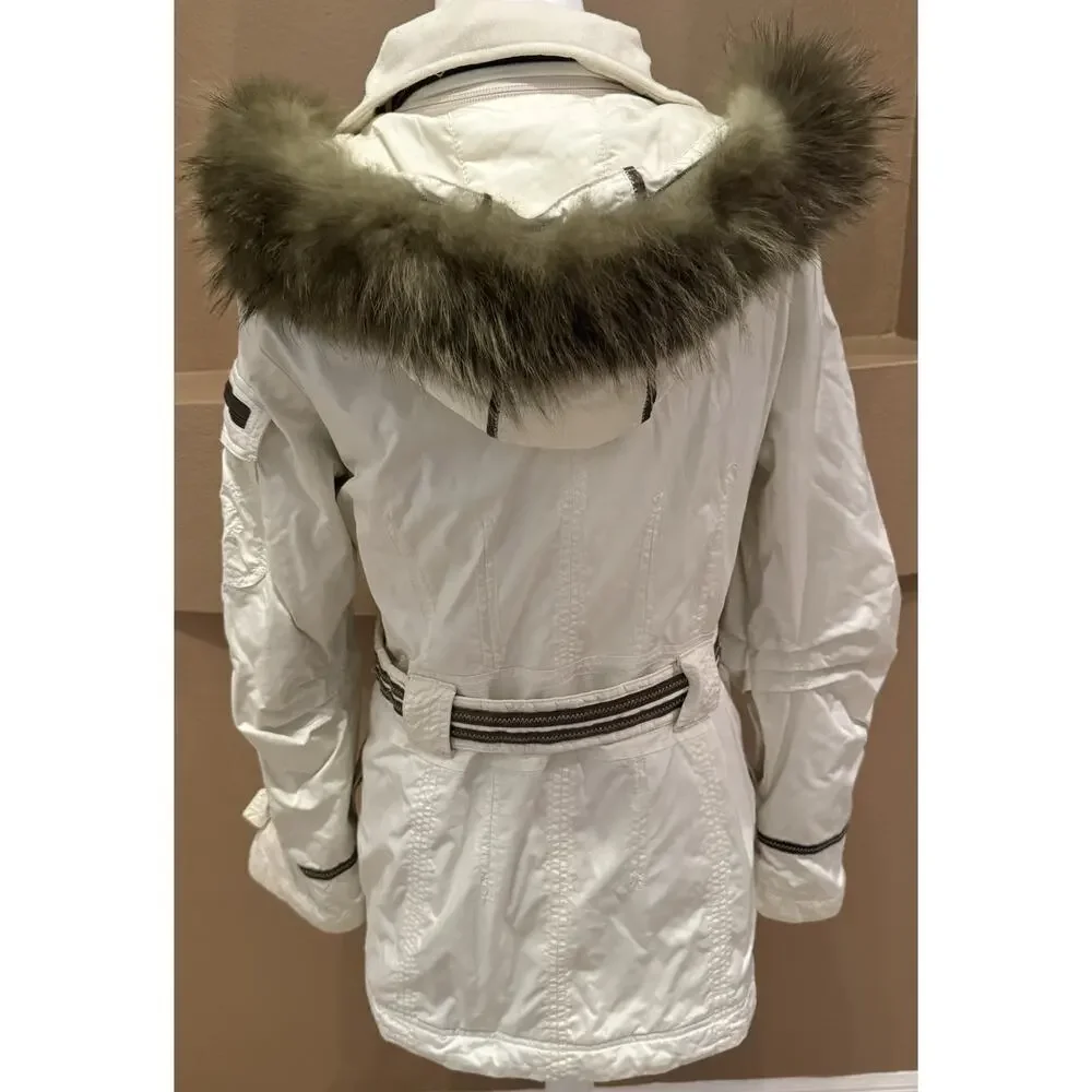 Sportalm Women’s Jacket Beige Green Model Genuine Fur Size 38